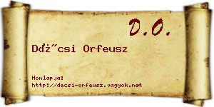 Décsi Orfeusz névjegykártya